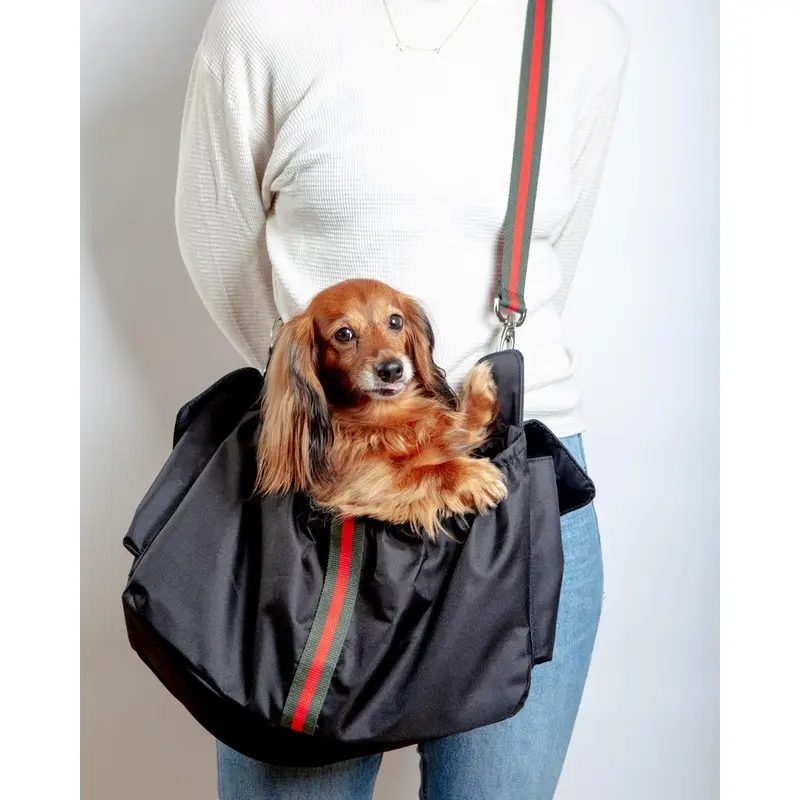 Gigi Sling Pet Carrier in Black w/ Stripes (Made in the USA)