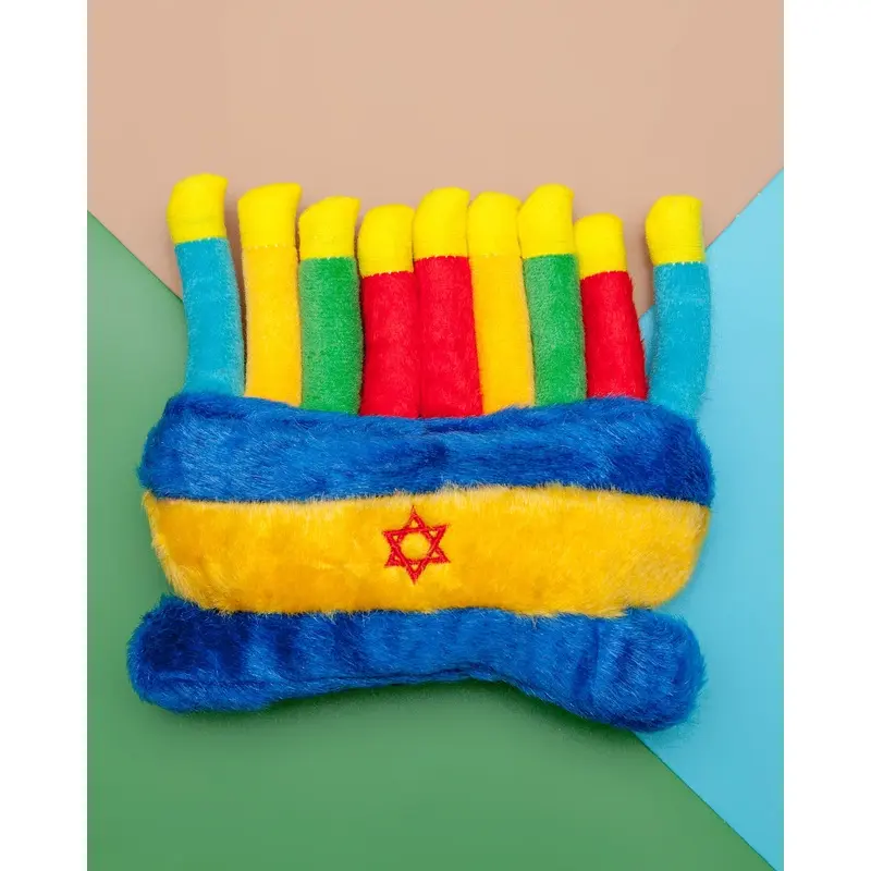 Menorah Plush Hanukkah Squeaky Dog Toy