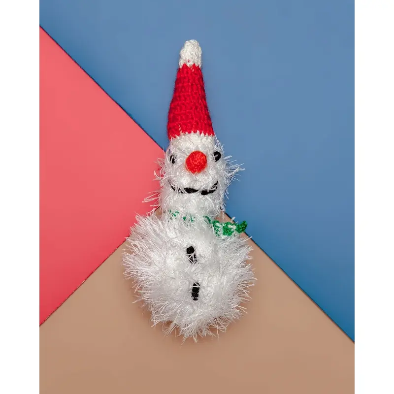 Silly Snowman Crochet Squeaky Dog Toy