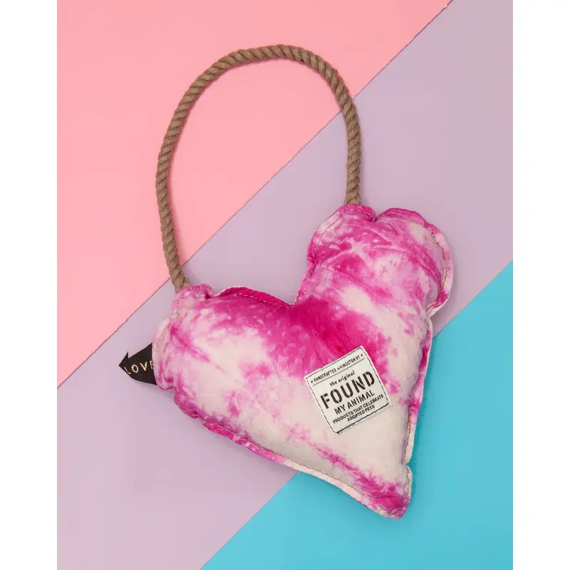 Batik Cotton Heart Dog Toy in Hot Pink (Made in the USA)