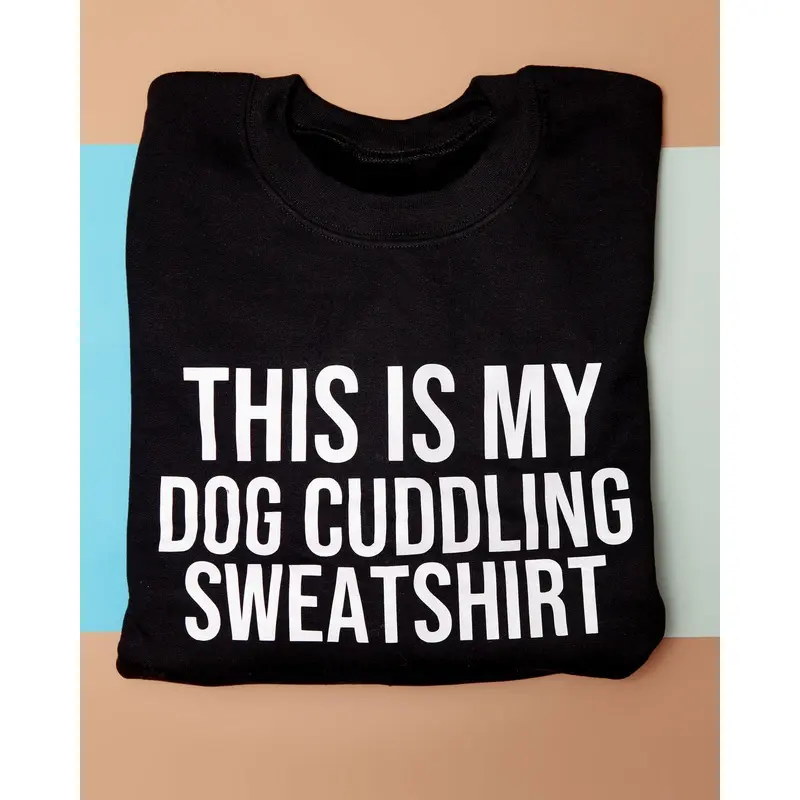 Dog Cuddling Crewneck Sweatshirt in Black (FINAL SALE)