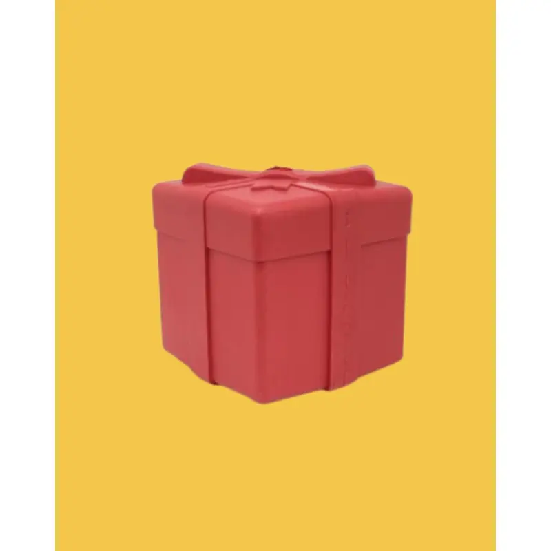 Durable Rubber Gift Box Chew Toy & Dog Treat Dispenser (Made in the USA)