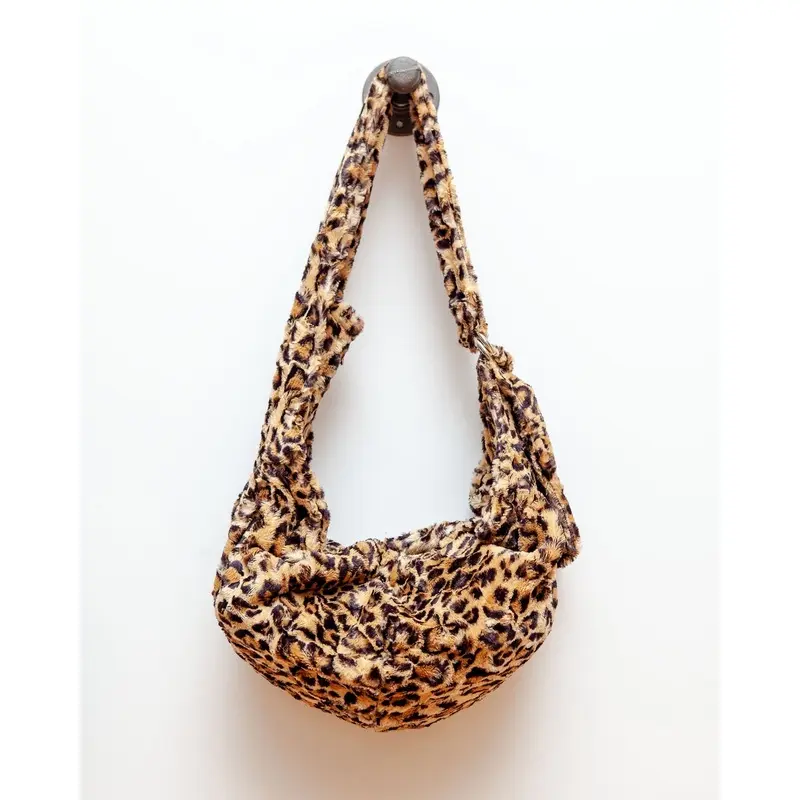 Faux Fur Leopard Sling Dog Carrier Bag (Made in the USA) (FINAL SALE)