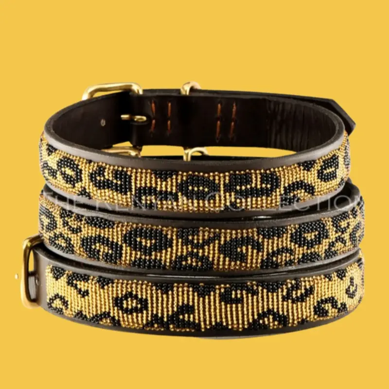 Leopard Print Beaded Dog Collar (CLEARANCE)