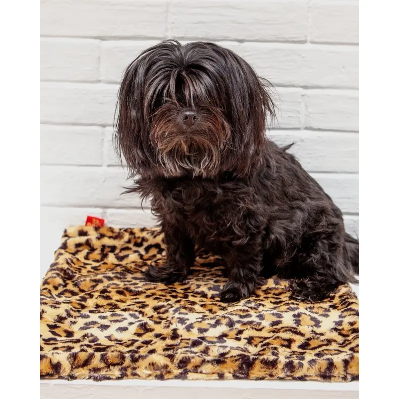 Plush Dog Blanket in Sand Leopard