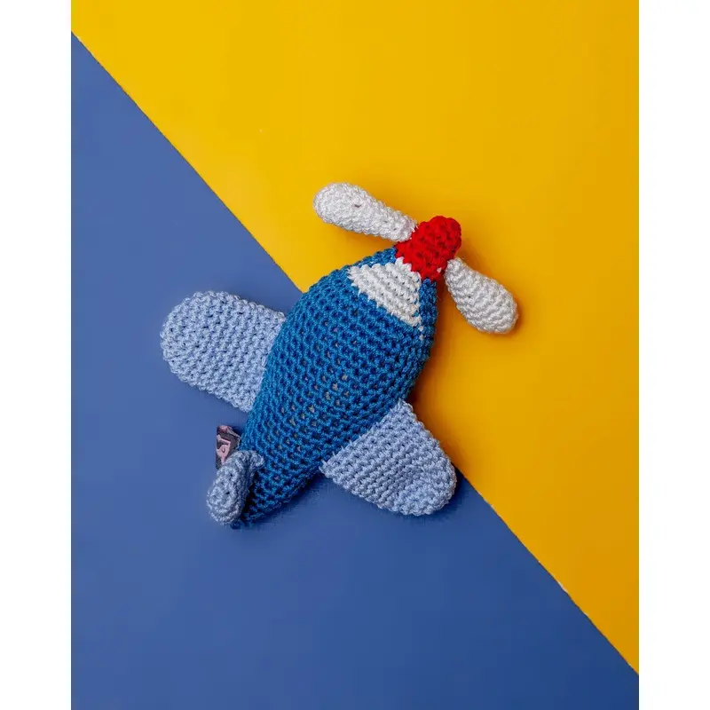 Airplane Squeaky Knit Dog Toy