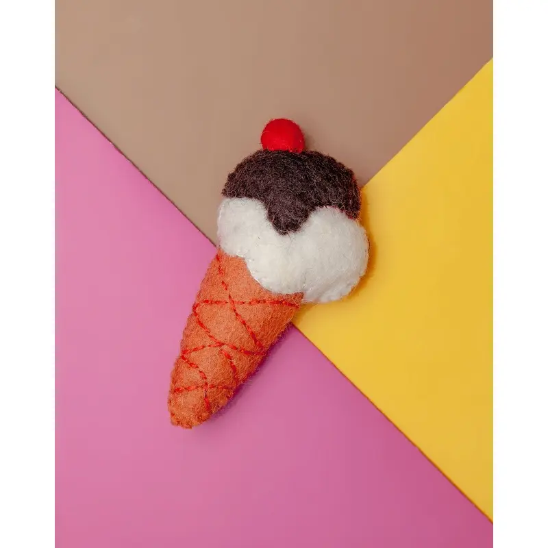 Wool Ice Cream Cone Catnip Toy