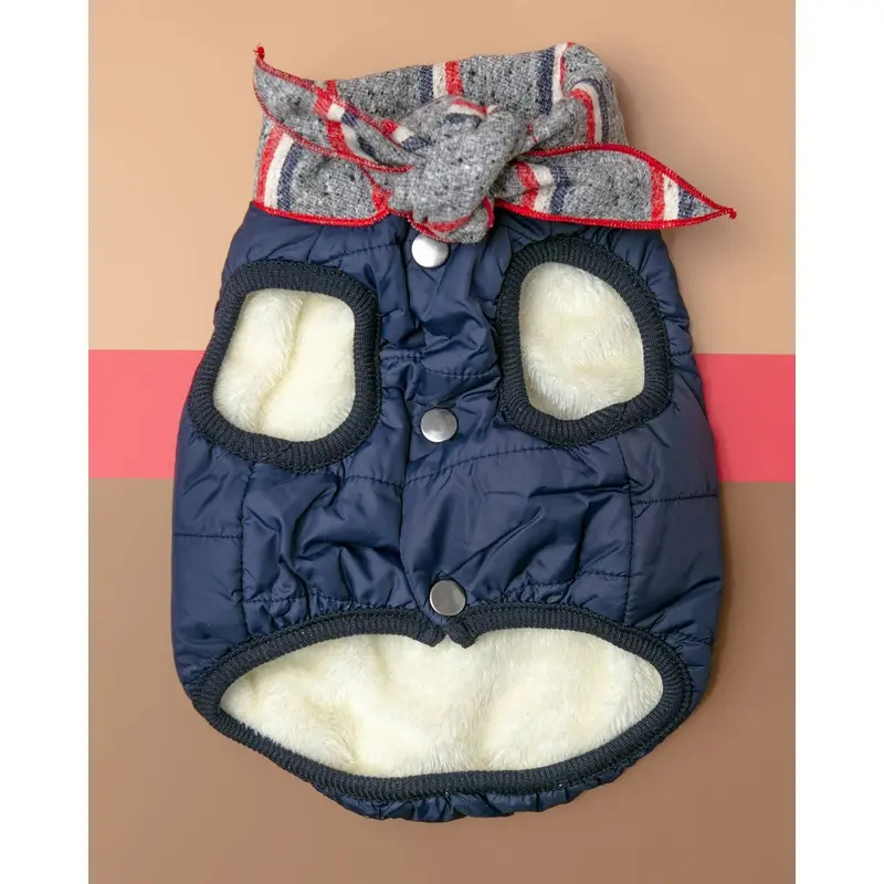 Baxter Bandana Puffer Dog Vest in Navy
