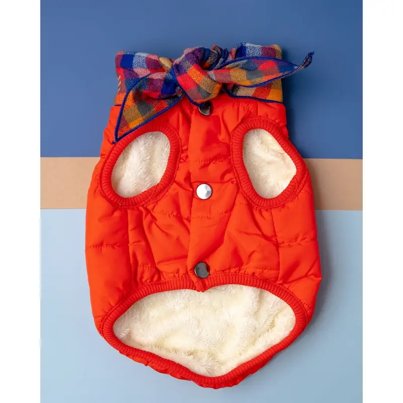 Baxter Bandana Puffer Dog Vest in Orange