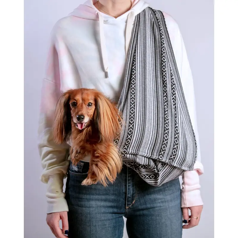 Black and White Woven Cotton Dog Sling