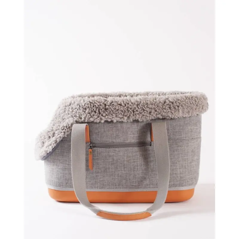 Cozy Grey Shearling Deluxe Dog Carrier
