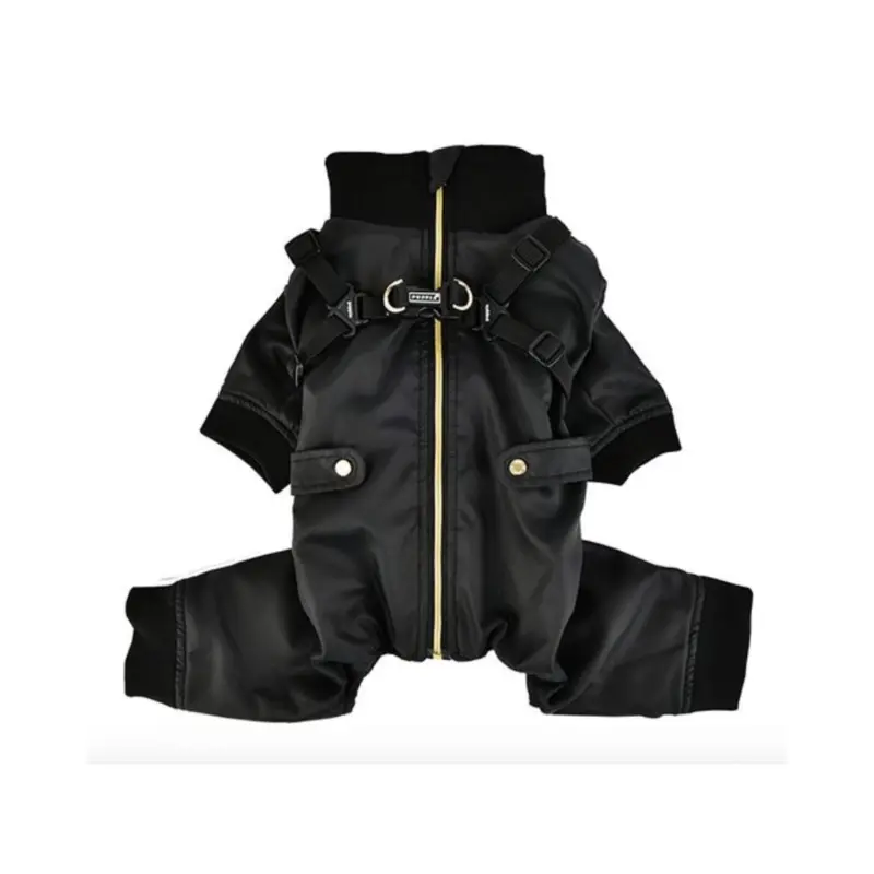 Garnett Winter Fleece Onesie with Harness in Black<< FINAL SALE >>