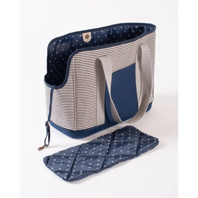Navy Striped Canvas Dog Carrier (FINAL SALE)