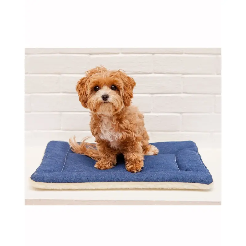 Blue Denim & Shearling Pet Napping Mat (Made in the USA)