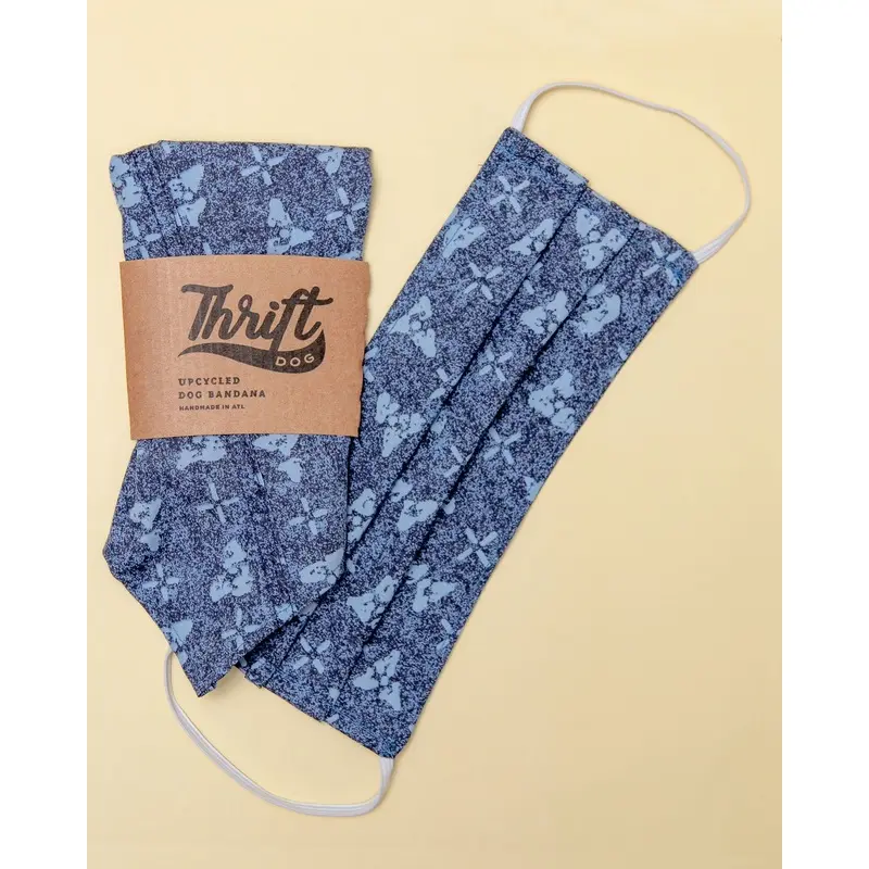 Matching Face Mask & Dog Bandana Set in Indigo Block Print (Made in the USA) (FINAL SALE)