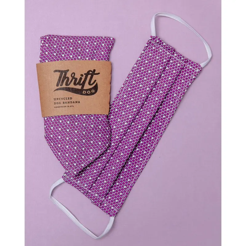 Matching Face Mask & Dog Bandana Set in Mulberry Pong Dot (Made in the USA) << CLEARANCE >>