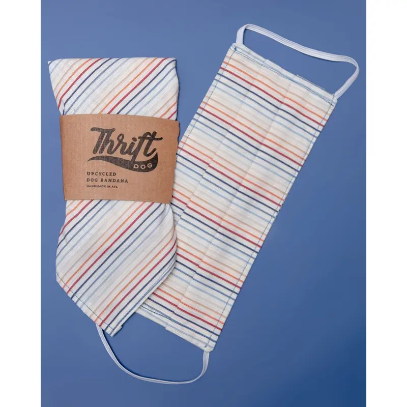 Matching Face Mask & Dog Bandana Set in Rainbow Stripe (Made in the USA) (FINAL SALE)