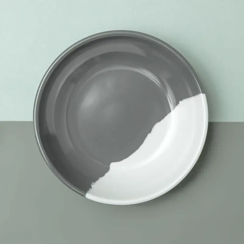 Melamine Cat Saucer in Grey & White Colorblock