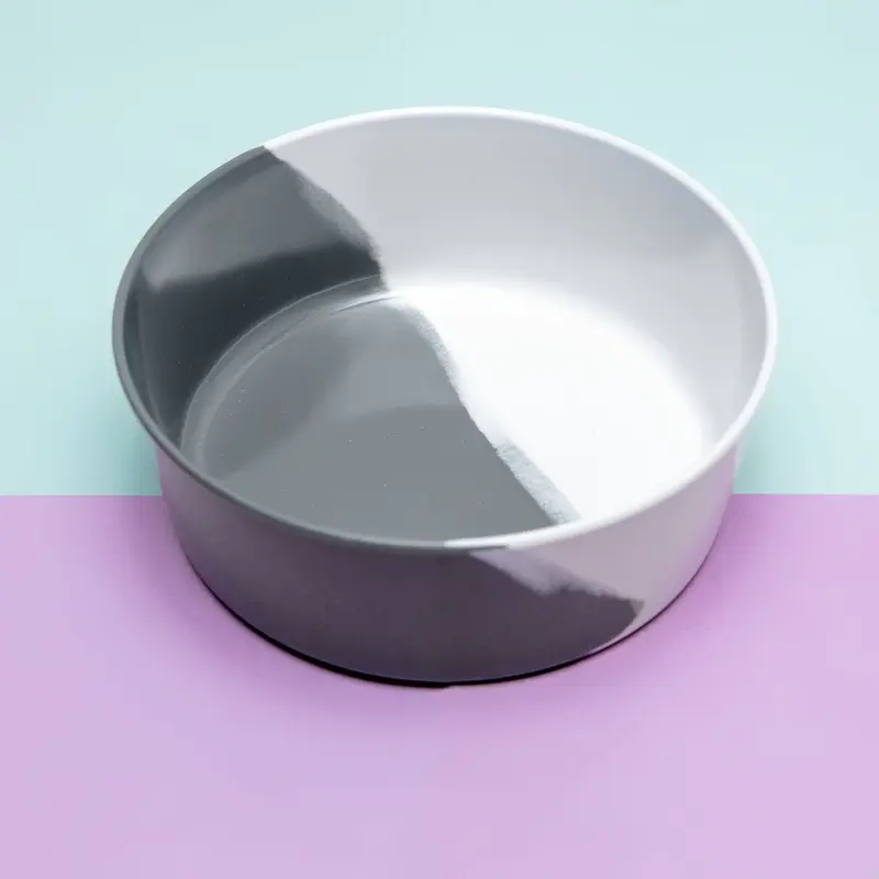 Melamine Dog Bowl in Grey & White Colorblock (FINAL SALE)