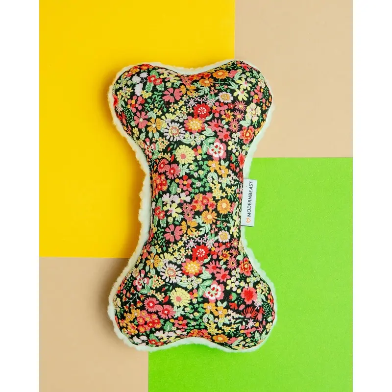 Zenbone Plush Dog Toy in Black Floral (Made in the USA) << FINAL SALE >>