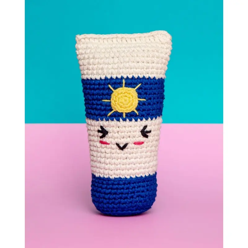 Cotton Crochet Sun Tan Lotion Squeaky Toy for Dogs