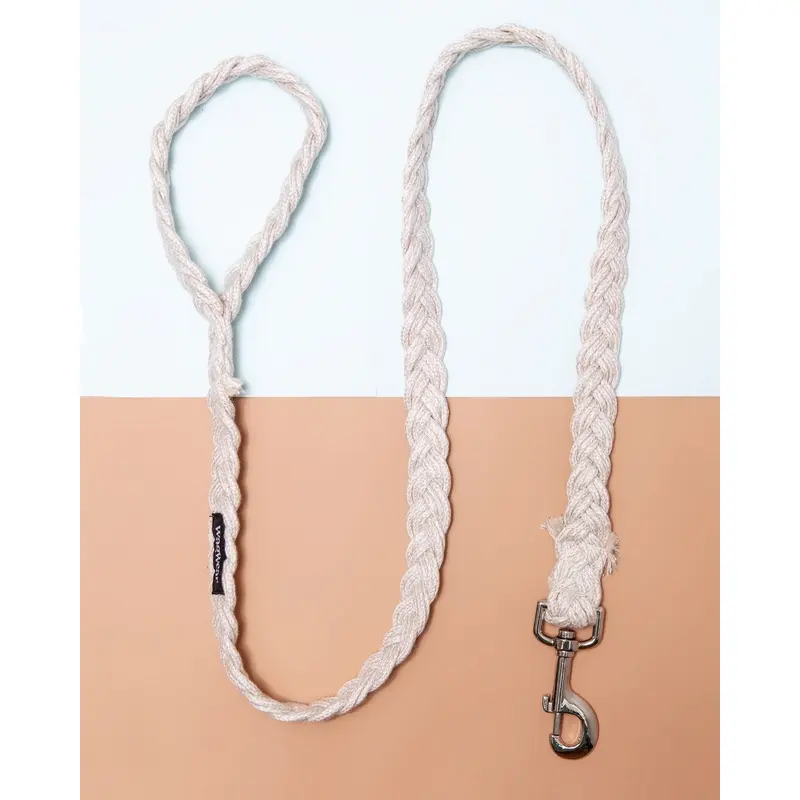 Braided Fisherman Dog Leash in Off-White (Made in the USA)