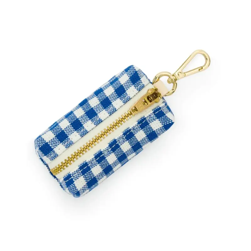 Lake Blue Gingham Waste Dog Bag Holder