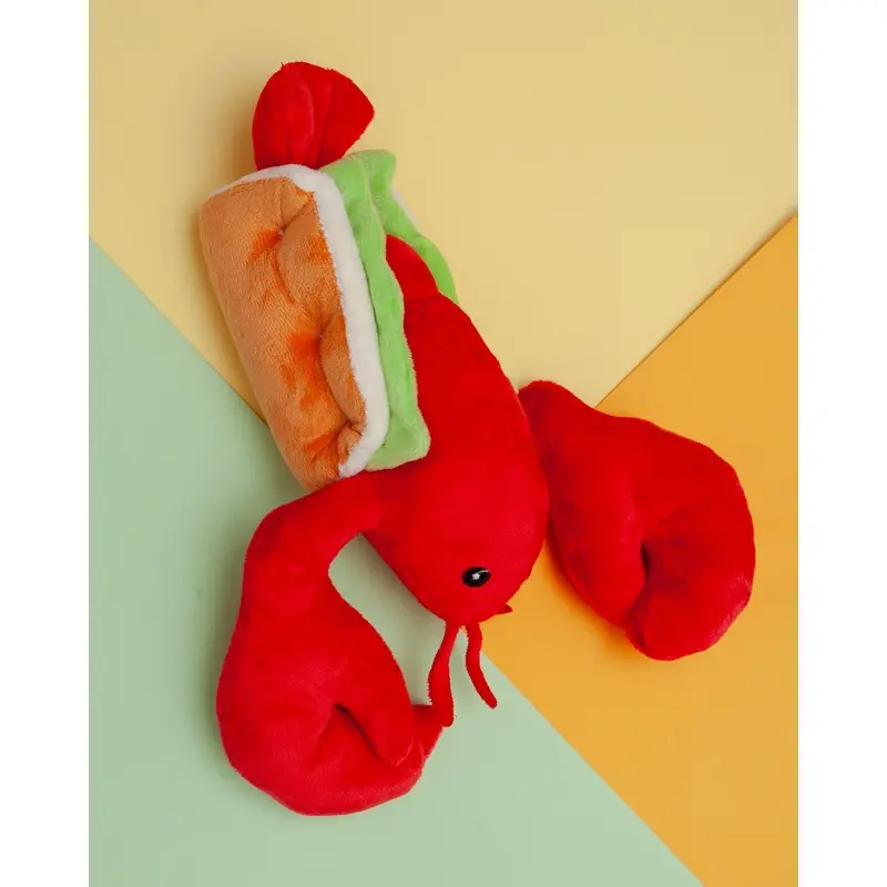 Lobster Roll Squeaky + Crinkle Dog Toy (12")