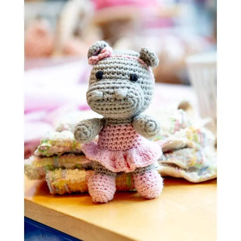 Hannah the Hippo Squeaky Knit Dog Toy