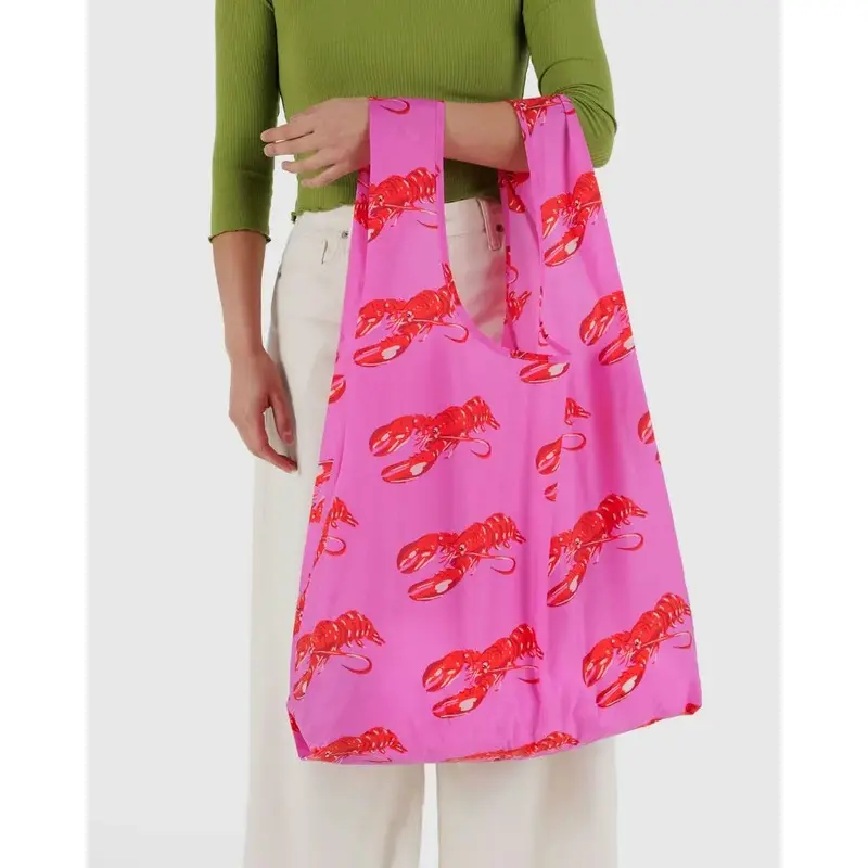 Pink Lobster Big Baggu Reusable Bag