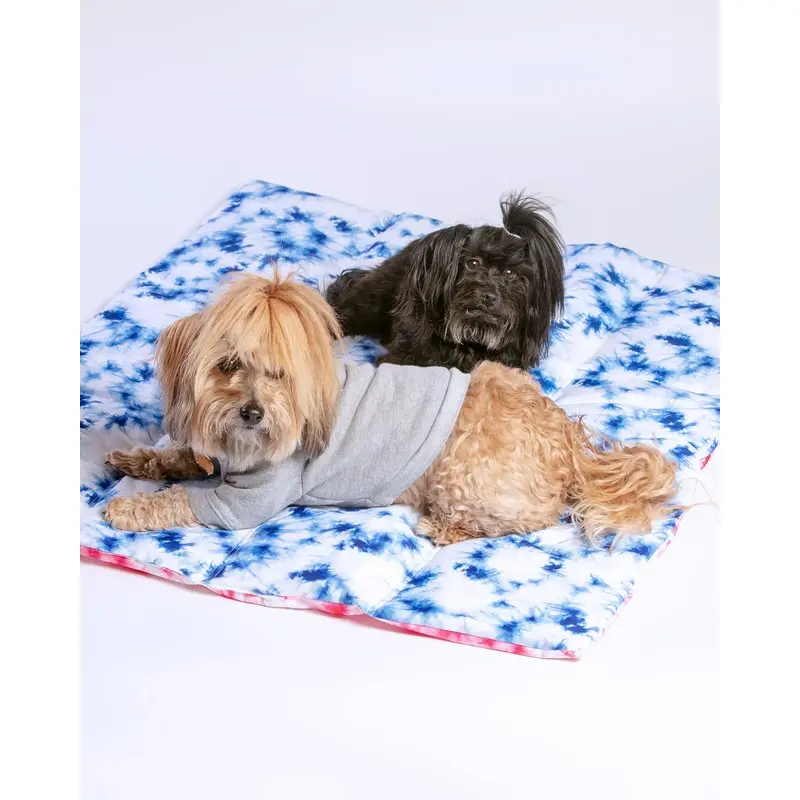 On-The-Go Pet Mat in Indigo & Neon Pink Tie-Dye (FINAL SALE)