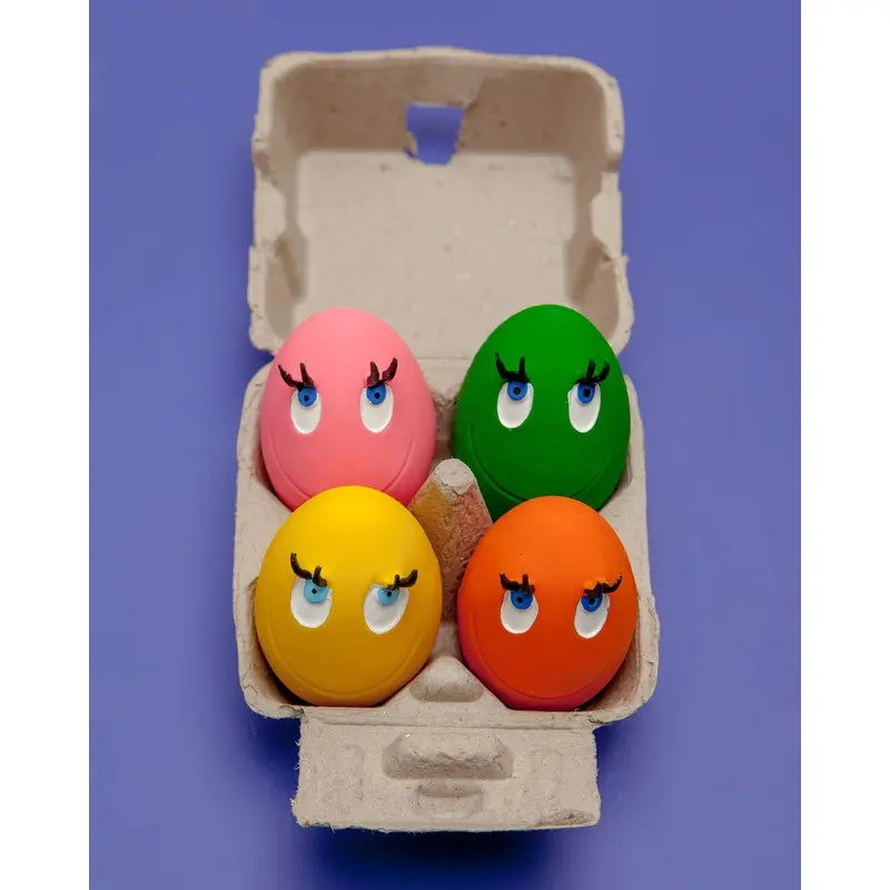Pink & Orange Squeaky Latex Dog Toy Egg Carton