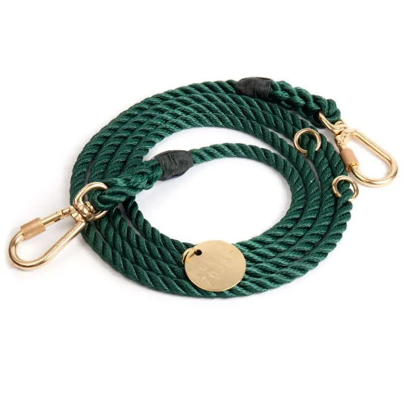 Adjustable Rope Lead in Hunter Green (Made in the USA)