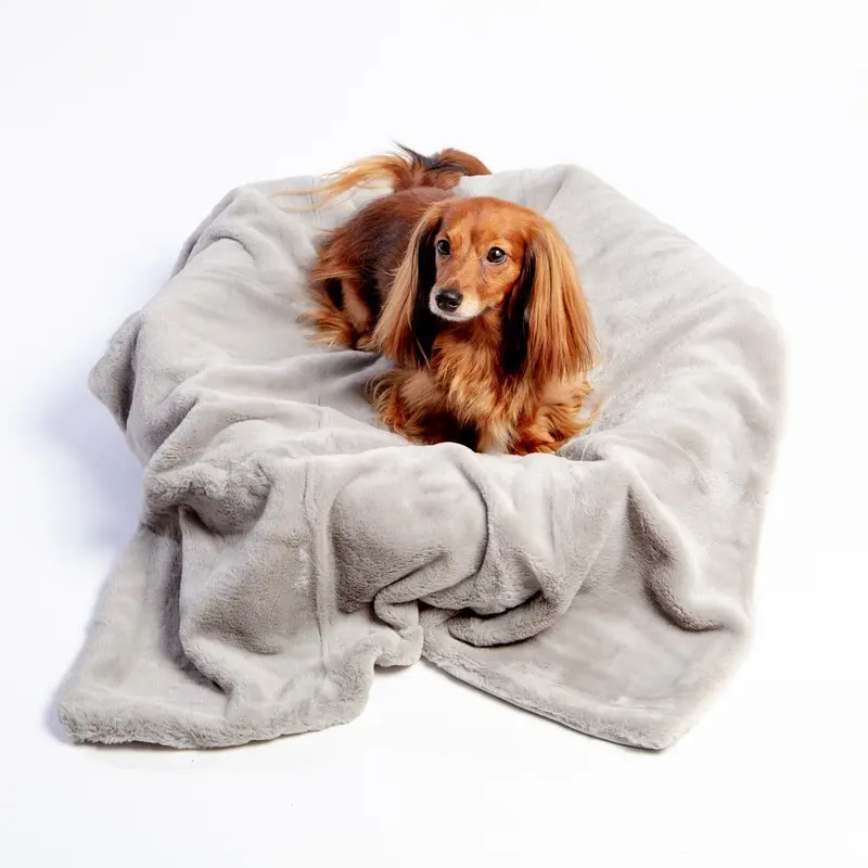 Luxe Grey Faux Fur Dog Blanket (Made in the USA) << FINAL SALE >>