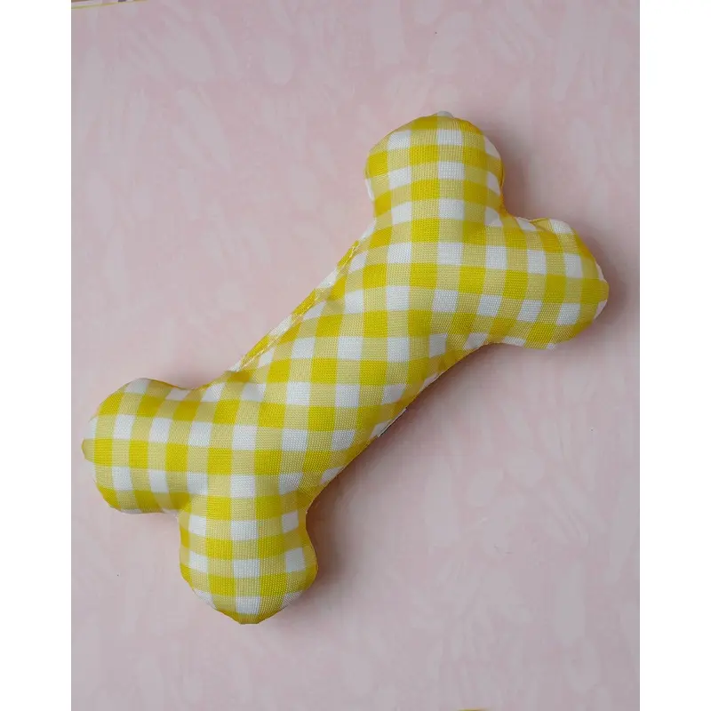 Sweet Sunshine Plaid Dog Bone Toy (Made in the USA) << CLEARANCE >>