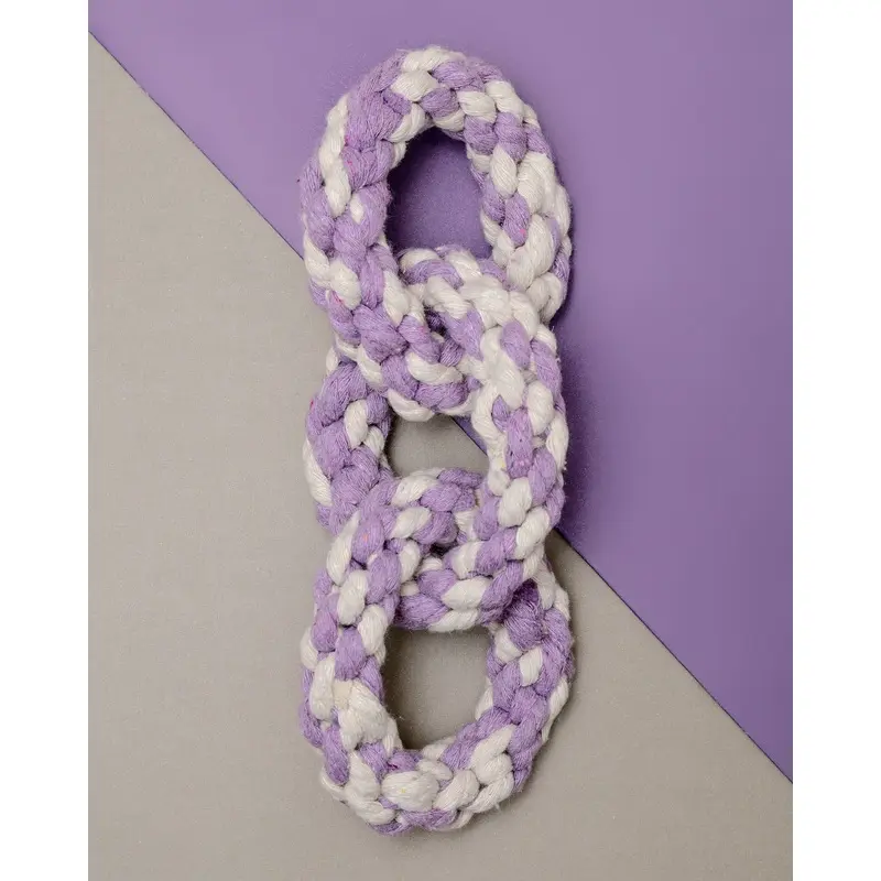 Triple Ring Rope Dog Toy in Lavender & White