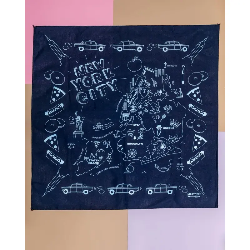 NYC Map Bandana in Navy (Made in the USA) << FINAL SALE >>