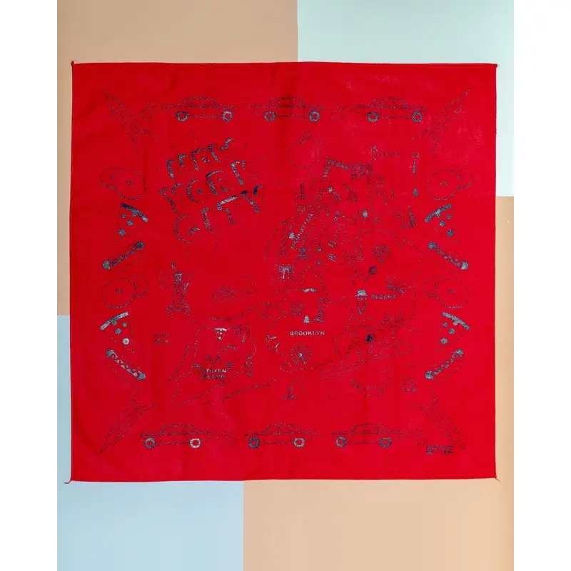 NYC Map Bandana in Red (Made in the USA) << FINAL SALE >>