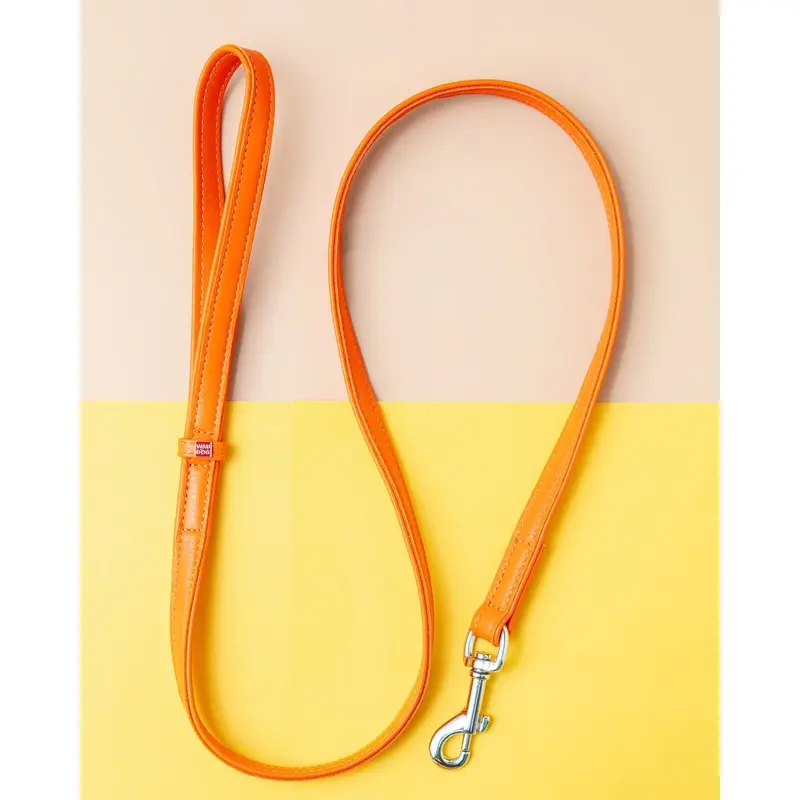 Tangerine Orange Leather Dog Leash << FINAL SALE >>