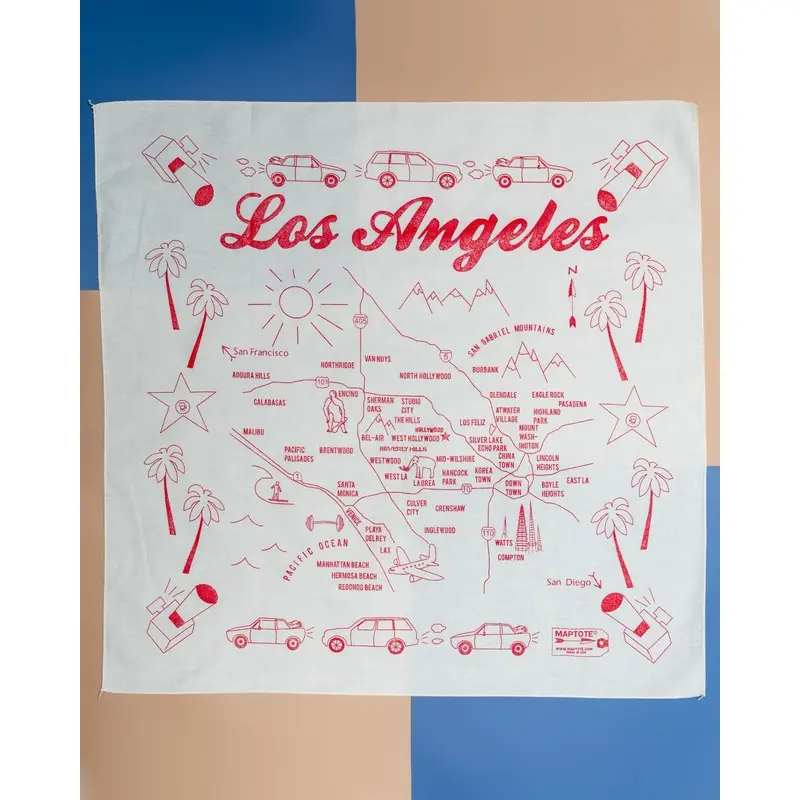 LA Map Bandana in Natural (Made in the USA) << FINAL SALE >>