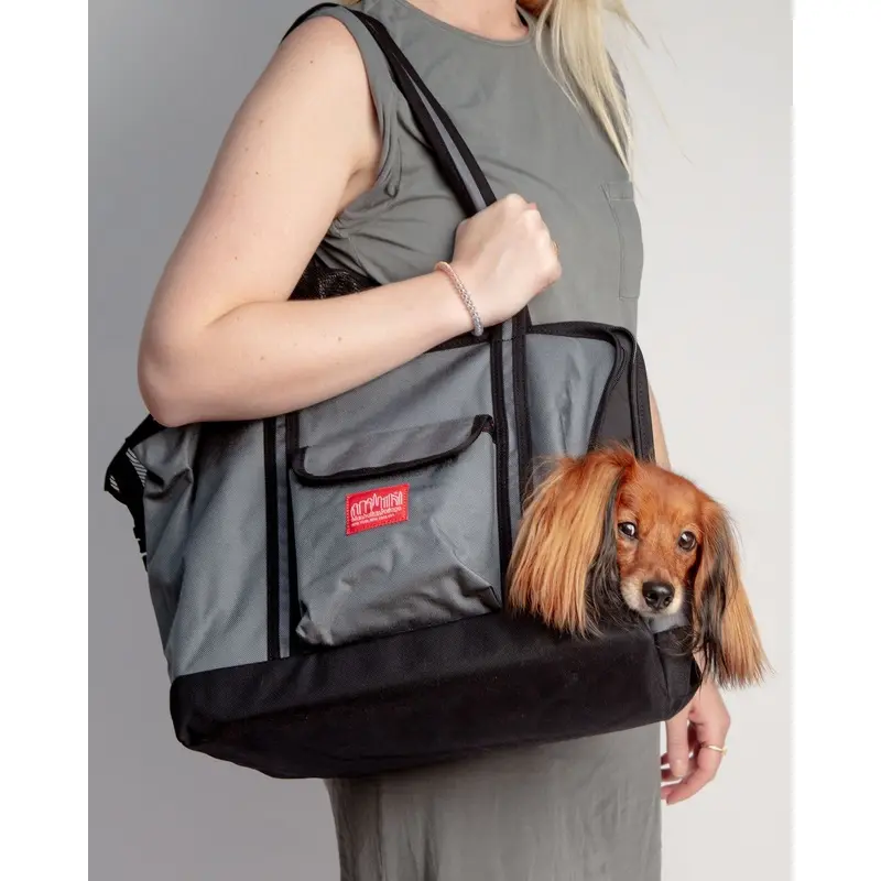 Open or Closed Pet Tote Bag in Grey (Small)