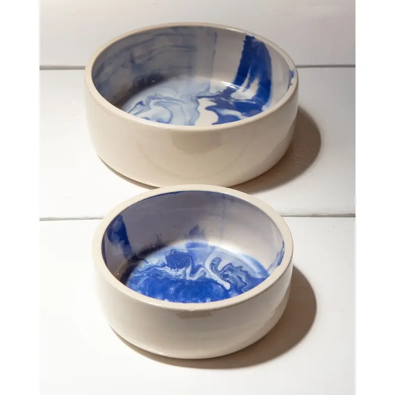 Handmade Ceramic Ocean Dog Bowl (Made in the USA)