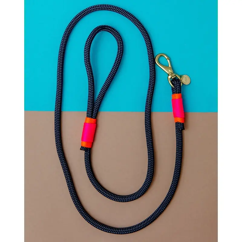 Navy Rope with Neon Pink and Orange Dog Leash (Made in the USA)