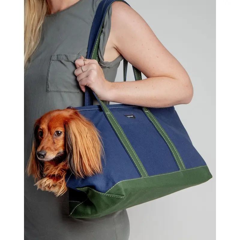 Boat Canvas Dog Tote in Navy and Olive (Dog & Co. Exclusive - Made in the USA) << FINAL SALE >>