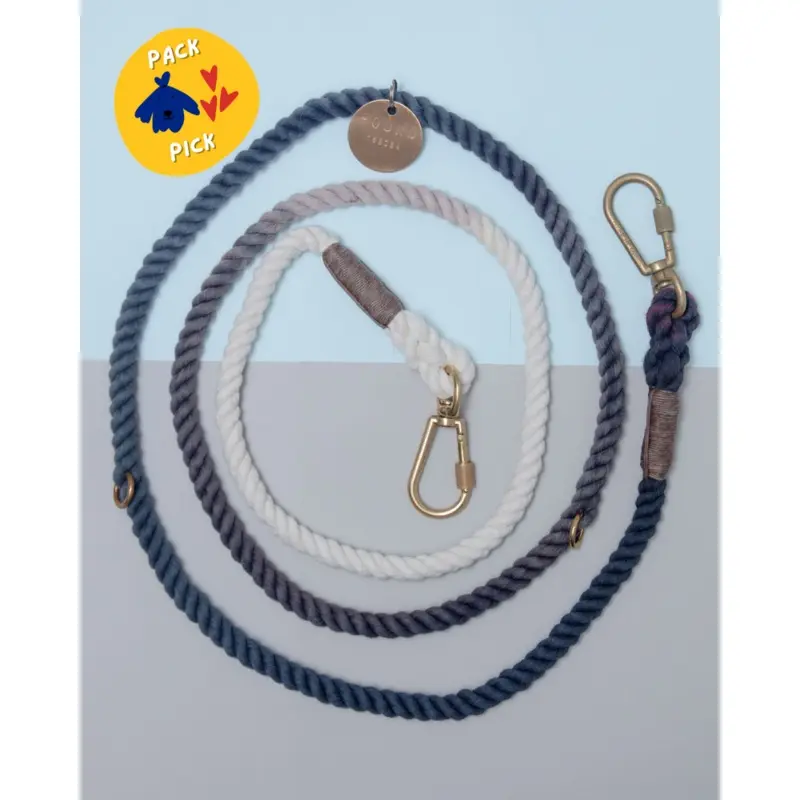 Adjustable Rope Dog Lead in Grey Ombr (Made in the USA)