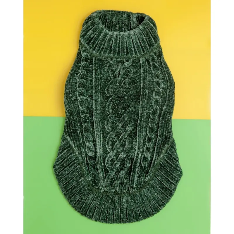 Cozy Chenille Dog Sweater in Forest Green << CLEARANCE >>
