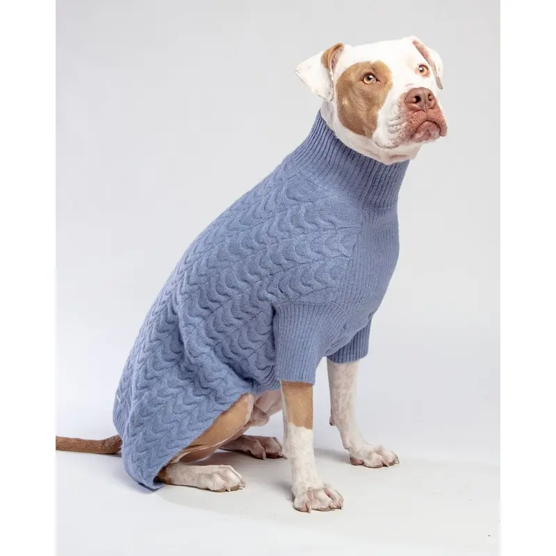 Fuzzy Knit Dog Turtleneck Sweater in Moonstone Blue << CLEARANCE >>