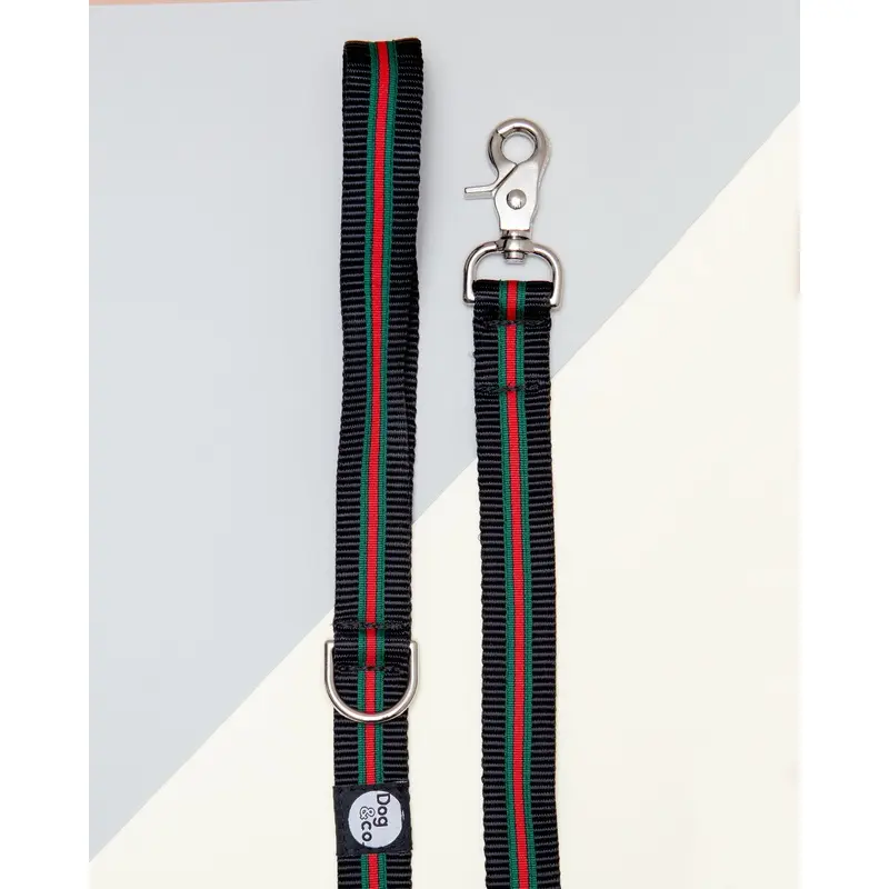 Luxe Green & Red Stripe Dog Leash (Made in NYC)