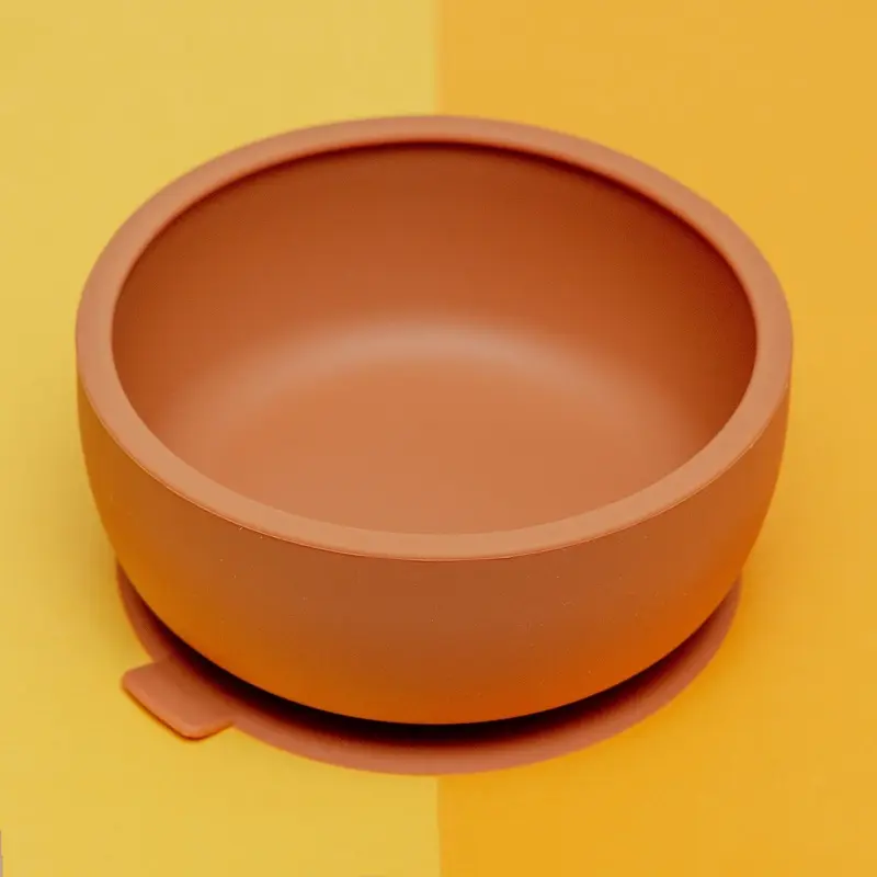 Silicone Suction Dog Food & Water Bowl with Lid in Terracotta << FINAL SALE >>