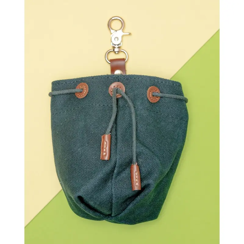 Waxed Canvas and Vegan Leather Dog Treat Knapsack in Evergreen(FINAL SALE)
